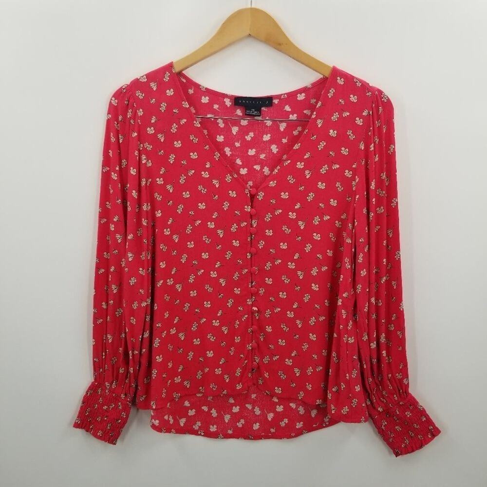 Sanctuary blouse size XS, red floral print